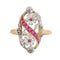 56 Bague florale ajourée en or jaune, diamants et rubis synthétiques 58 Facettes 26089-0315