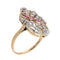 56 Bague florale ajourée en or jaune, diamants et rubis synthétiques 58 Facettes 26089-0315