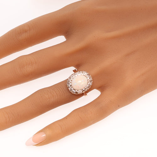 57 Bague victorienne tardive en or rouge, opale et diamants 58 Facettes 26089-0321