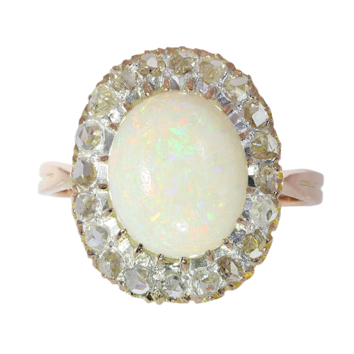 57 Bague victorienne tardive en or rouge, opale et diamants 58 Facettes 26089-0321