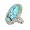 52 Bague vintage en or blanc 18 ct, turquoise et diamants 58 Facettes 26089-0331