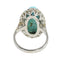52 Bague vintage en or blanc 18 ct, turquoise et diamants 58 Facettes 26089-0331