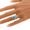 52 Bague vintage en or blanc 18 ct, turquoise et diamants 58 Facettes 26089-0331
