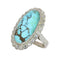 52 Bague vintage en or blanc 18 ct, turquoise et diamants 58 Facettes 26089-0331