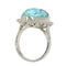 52 Bague vintage en or blanc 18 ct, turquoise et diamants 58 Facettes 26089-0331
