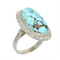 52 Bague vintage en or blanc 18 ct, turquoise et diamants 58 Facettes 26089-0331