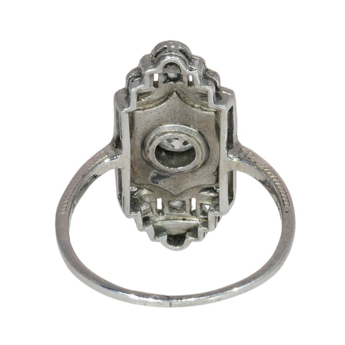 50 Art déco - Bague en or blanc, diamants et onyx 58 Facettes 26089-0350