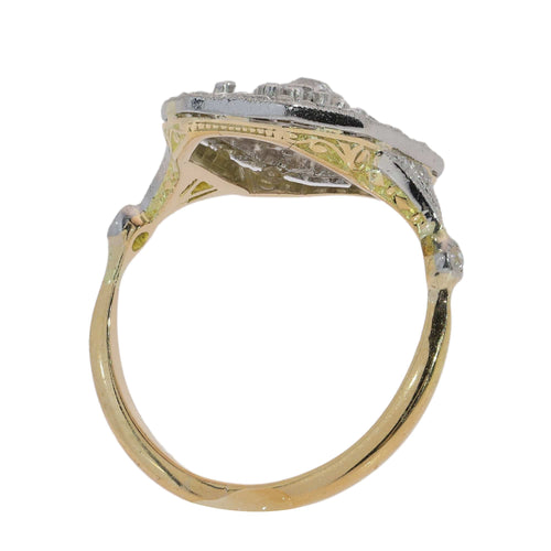 51 Bague édouardienne en or jaune, platine et diamants taille ancienne 58 Facettes 26089-0352