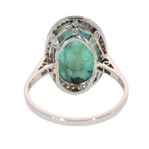 58 Bague architecturale en platine avec turquoise et diamants, vers 1950 58 Facettes 26089-0384