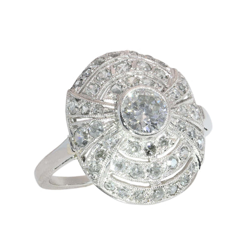 51 Art déco - Bague vers 1930 en platine et diamants 58 Facettes 26089-0385