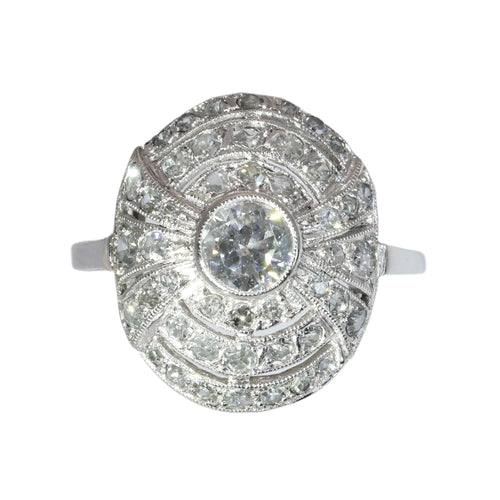 51 Art déco - Bague vers 1930 en platine et diamants 58 Facettes 26089-0385