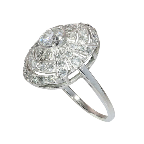 51 Art déco - Bague vers 1930 en platine et diamants 58 Facettes 26089-0385