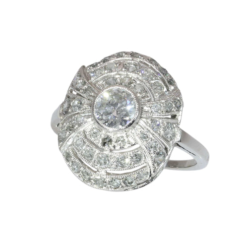 51 Art déco - Bague vers 1930 en platine et diamants 58 Facettes 26089-0385
