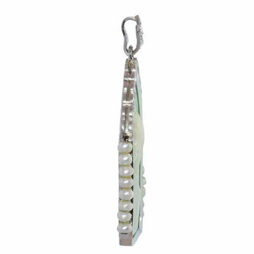 Art déco - Pendentif Marie en platine, diamants et perles 58 Facettes 26089-0387