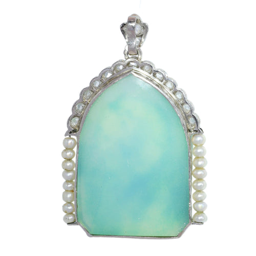 Art déco - Pendentif Marie en platine, diamants et perles 58 Facettes 26089-0387