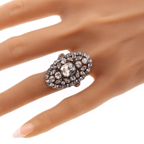 57 Bague portugaise XVIIIe en or jaune, argent et pierres Minas Novas 58 Facettes 26089-0388