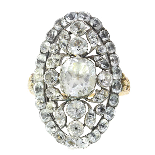 57 Bague portugaise XVIIIe en or jaune, argent et pierres Minas Novas 58 Facettes 26089-0388