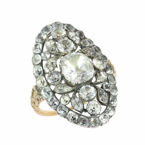 57 Bague portugaise XVIIIe en or jaune, argent et pierres Minas Novas 58 Facettes 26089-0388