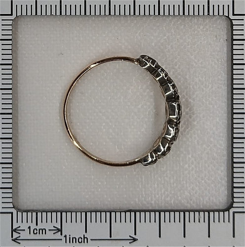 63 Bague géorgienne belge en or rouge, argent et diamants 58 Facettes 26089-0392