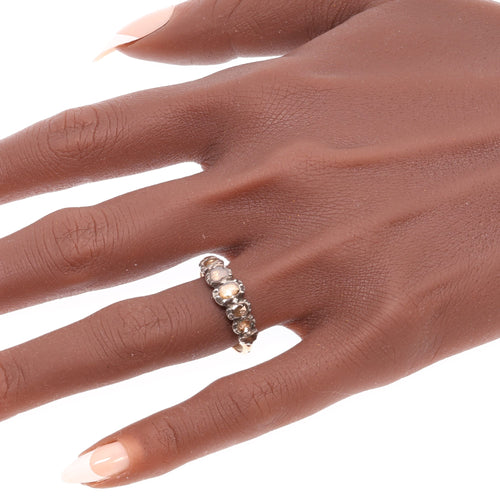 63 Bague géorgienne belge en or rouge, argent et diamants 58 Facettes 26089-0392