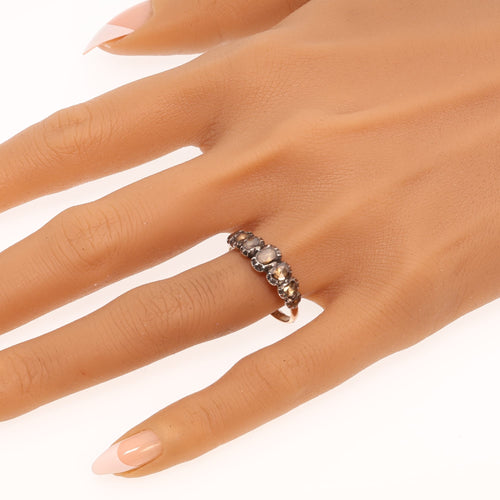 63 Bague géorgienne belge en or rouge, argent et diamants 58 Facettes 26089-0392