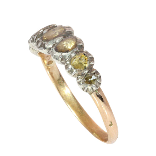 63 Bague géorgienne belge en or rouge, argent et diamants 58 Facettes 26089-0392