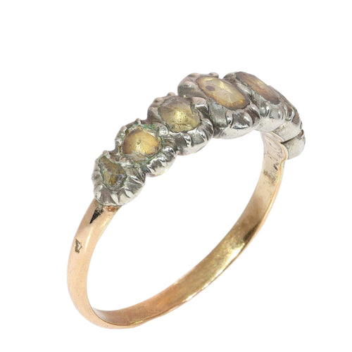 63 Bague géorgienne belge en or rouge, argent et diamants 58 Facettes 26089-0392