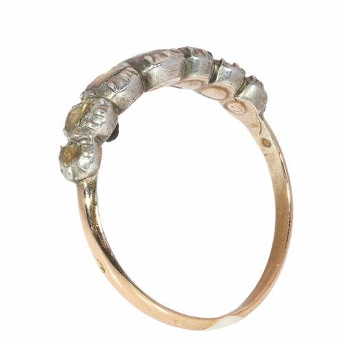 63 Bague géorgienne belge en or rouge, argent et diamants 58 Facettes 26089-0392