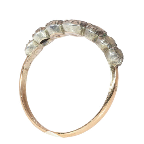 63 Bague géorgienne belge en or rouge, argent et diamants 58 Facettes 26089-0392