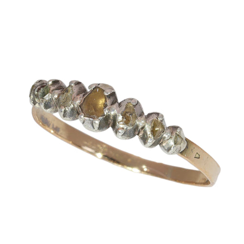 66 Bague géorgienne belge en or rouge 18 ct, argent et diamants 58 Facettes 26090-0181