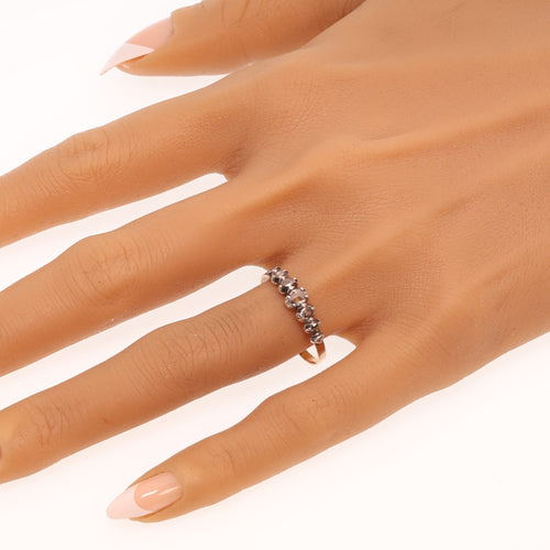 66 Bague géorgienne belge en or rouge 18 ct, argent et diamants 58 Facettes 26090-0181