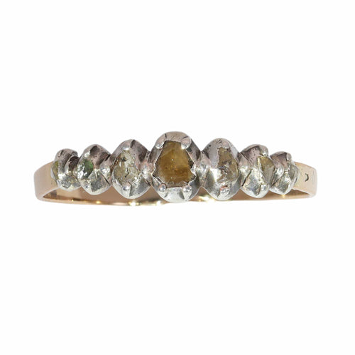 66 Bague géorgienne belge en or rouge 18 ct, argent et diamants 58 Facettes 26090-0181