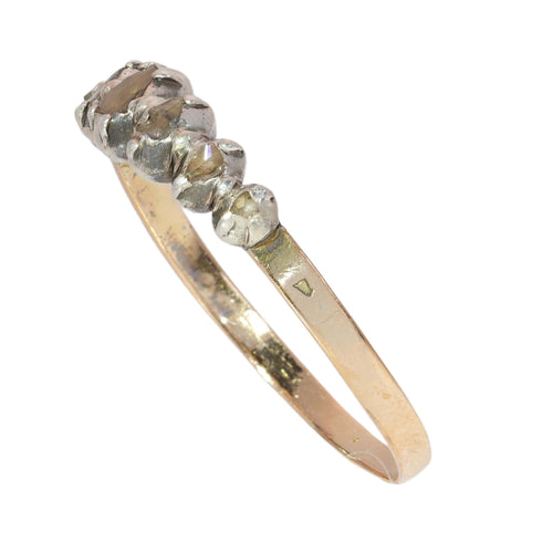 66 Bague géorgienne belge en or rouge 18 ct, argent et diamants 58 Facettes 26090-0181