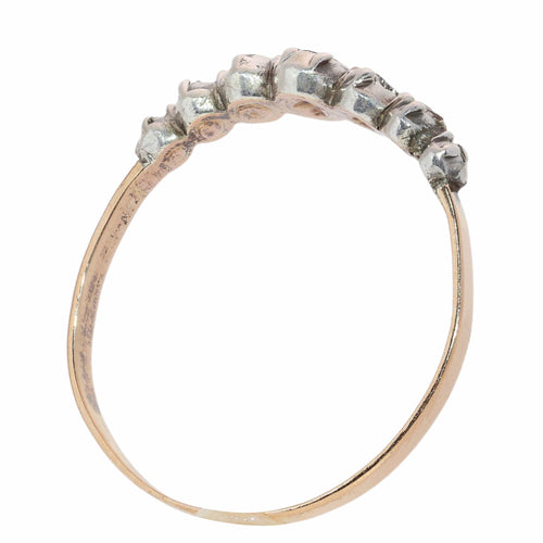 66 Bague géorgienne belge en or rouge 18 ct, argent et diamants 58 Facettes 26090-0181