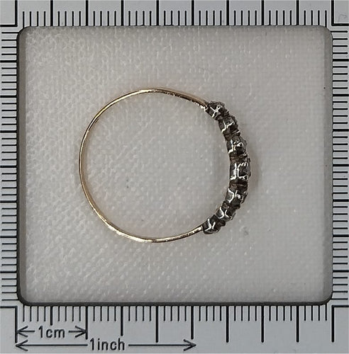 66 Bague géorgienne belge en or rouge 18 ct, argent et diamants 58 Facettes 26090-0181