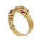 61 Bague triple serpent en or jaune, rubis, saphir et diamant 58 Facettes 26106-0234