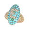 55 Bague victorienne lettre E en or jaune, turquoises et perles 58 Facettes 26106-0420