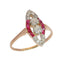 53 Bague Art déco en or rose 18K, diamants et rubis 58 Facettes 26106-0424