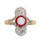 54 Belle Époque-Art déco - Bague en or jaune, perle, rubis et diamants 58 Facettes 26106-0425