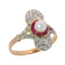 54 Belle Époque-Art déco - Bague en or jaune, perle, rubis et diamants 58 Facettes 26106-0425