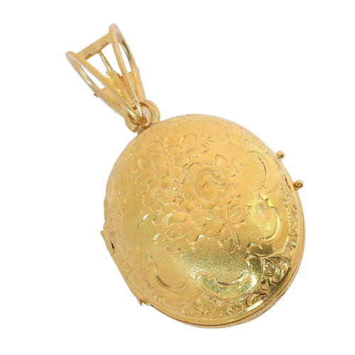 Pendentif porte-photo victorien en or jaune 18K, diamants et perles 58 Facettes 26106-0437
