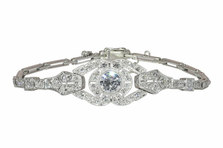 Art déco - Bracelet en platine et diamants, vers 1930 58 Facettes 26117-0106