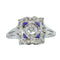 57 Art déco - Bague de fiançailles en or blanc, diamant et saphirs 58 Facettes 26127-0190