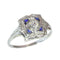 57 Art déco - Bague de fiançailles en or blanc, diamant et saphirs 58 Facettes 26127-0190