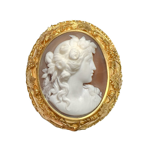 Broche porte-photo camée victorien en or jaune 18K, vers 1870 58 Facettes 26127-0262