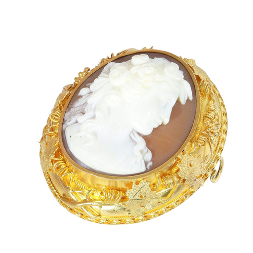 Broche porte-photo camée victorien en or jaune 18K, vers 1870 58 Facettes 26127-0262