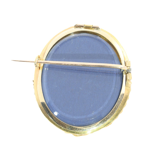Broche porte-photo camée victorien en or jaune 18K, vers 1870 58 Facettes 26127-0262