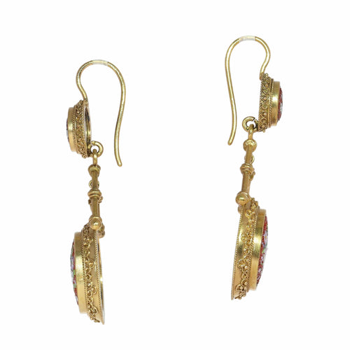 Parure micromosaïque - Broche et boucles d'oreilles en or jaune 18K 58 Facettes 26127-0287
