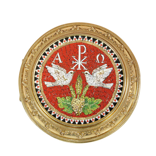 Parure micromosaïque - Broche et boucles d'oreilles en or jaune 18K 58 Facettes 26127-0287