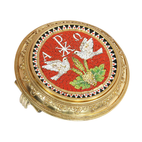 Parure micromosaïque - Broche et boucles d'oreilles en or jaune 18K 58 Facettes 26127-0287